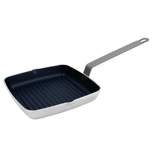 Vogue Square Non Stick Teflon Ribbed Skillet Pan 240mm - DL942 Pans & Pots Vogue   