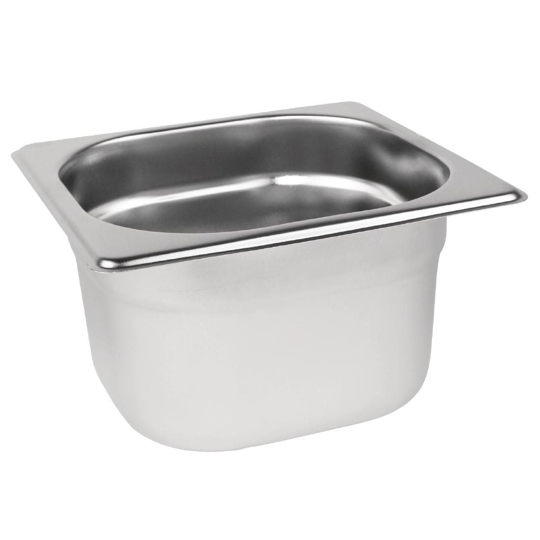 Vogue Stainless Steel 1/6 Gastronorm Pan 100mm - K991 GN Gastronorm Pans Vogue   