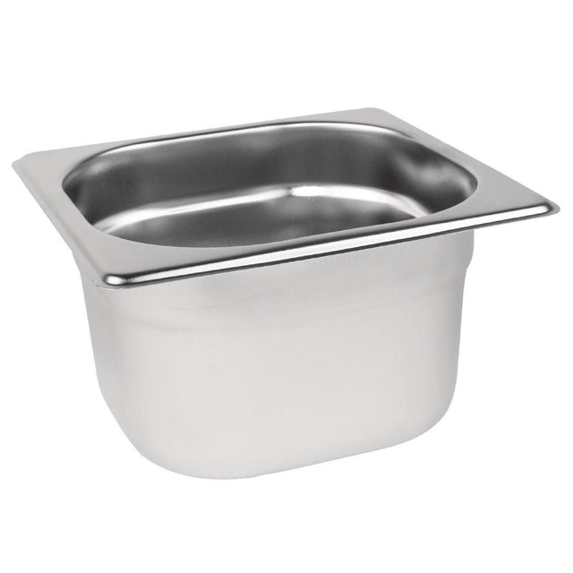 Vogue Stainless Steel 1/6 Gastronorm Pan 100mm - K991 GN Gastronorm Pans Vogue   